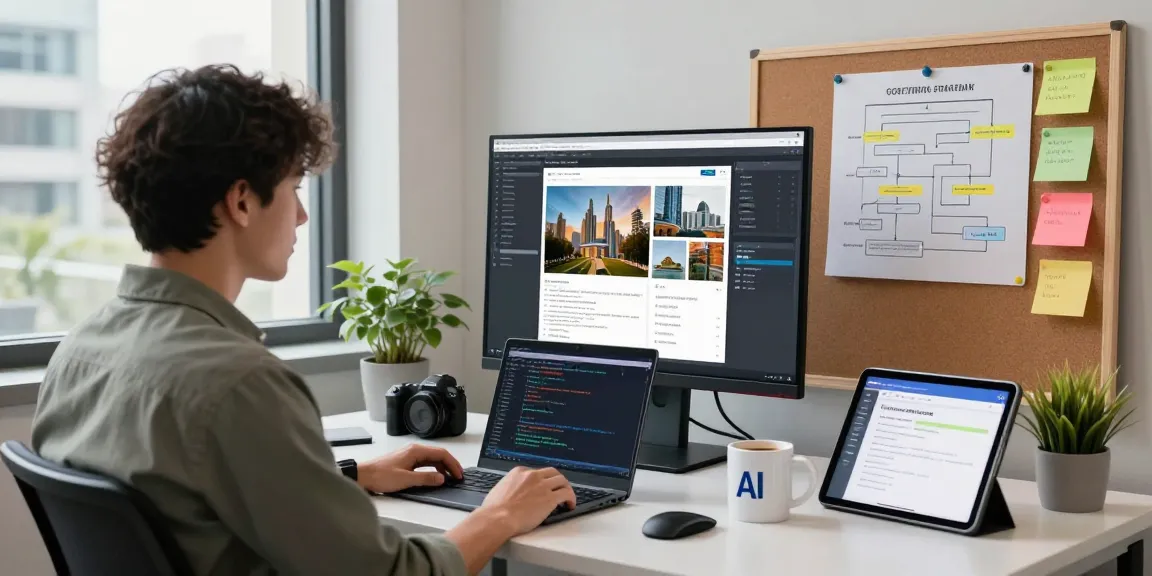 AI image checker interface displayed on a sleek monitor in a professional workspace, indicating advanced image analysis.