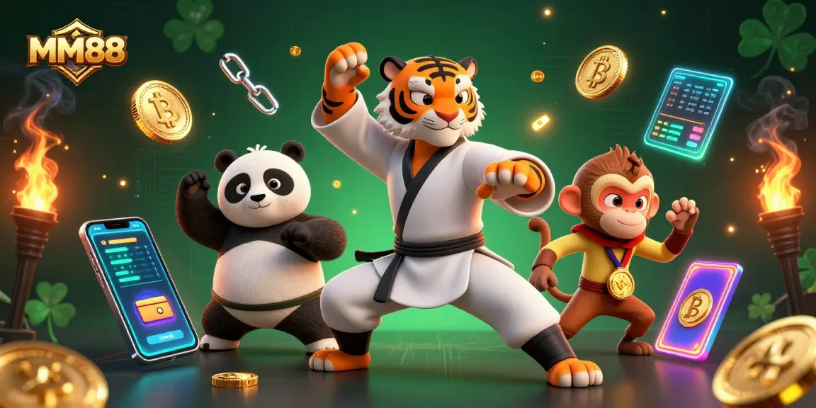Experience the excitement at MM88 with animated characters in a vibrant casino setting showcasing thrilling gaming elements.