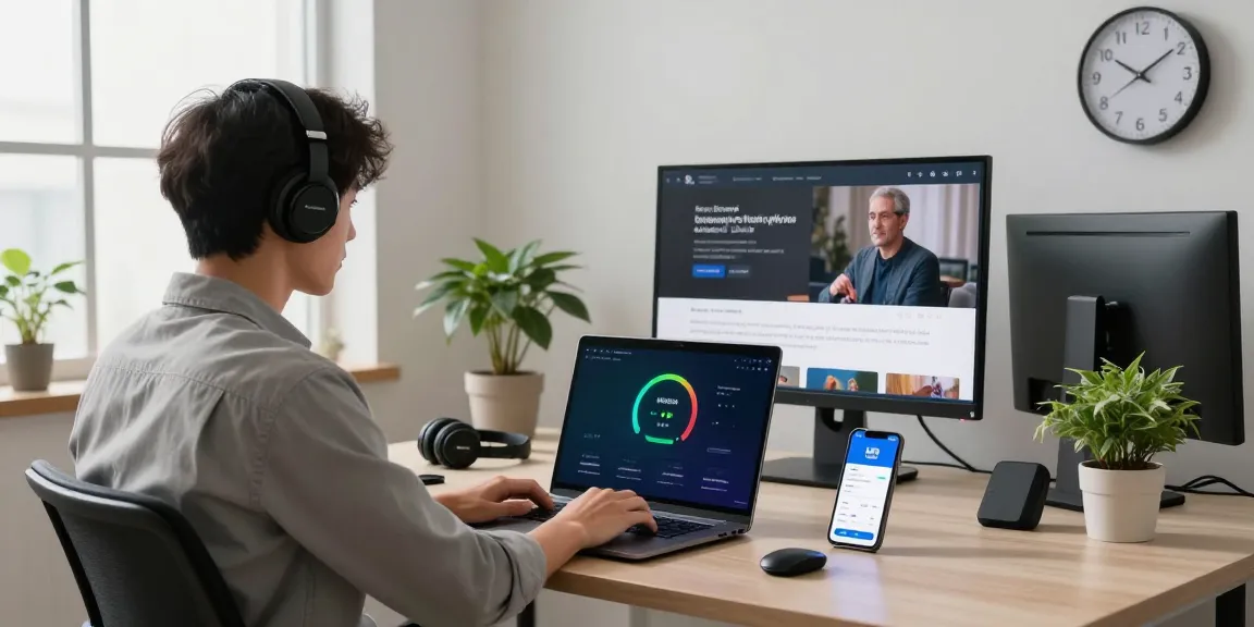 快连 VPN user enjoying seamless internet connectivity in a modern workspace.