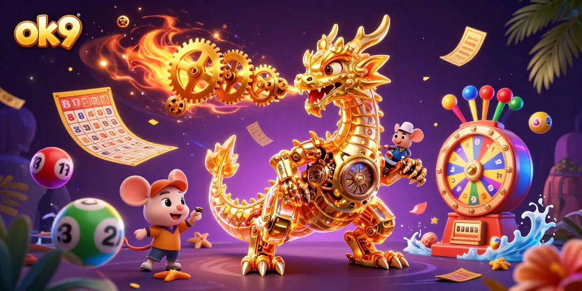 Spin the lucky lottery balls with ok9's vibrant gaming scene featuring winning elements.