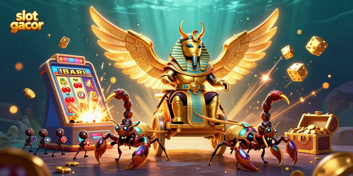 Experience excitement with slot gacor and vibrant casino elements in a dynamic, colorful illustration.