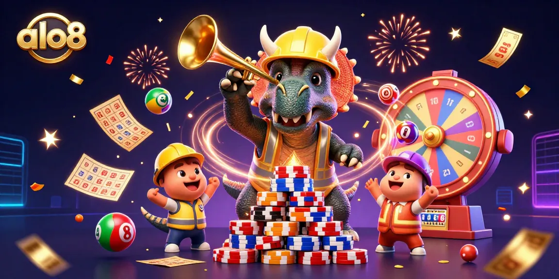 Engage your luck at alo8 with cheerful characters amidst a vibrant casino scene.