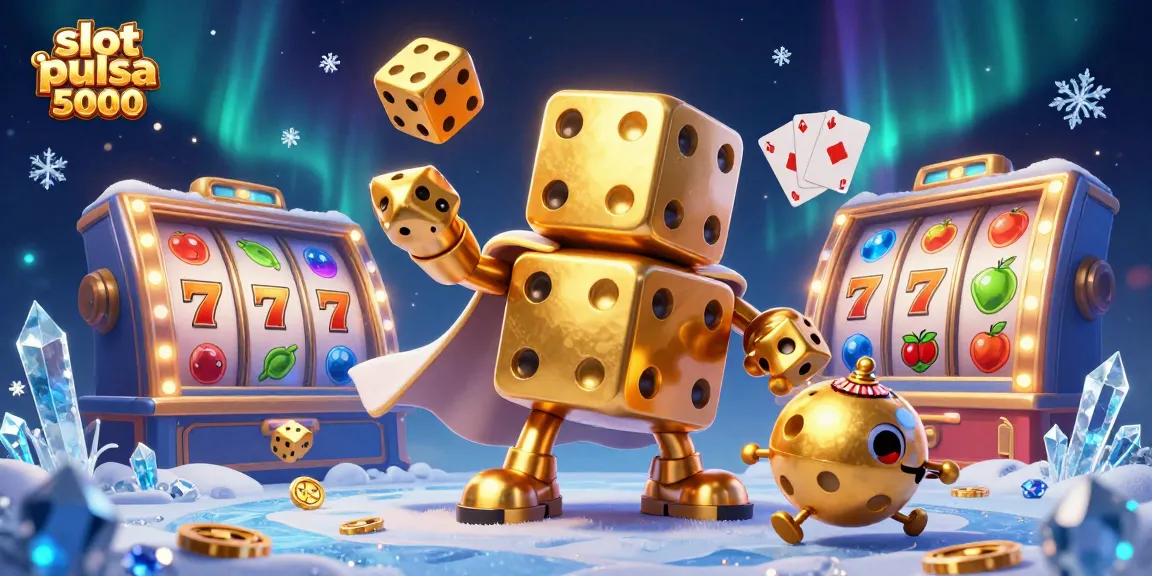 Menangkan permainan slot pulsa 5000 dengan karakter kartun kasino yang menghibur dalam ilustrasi 3D yang penuh detail.