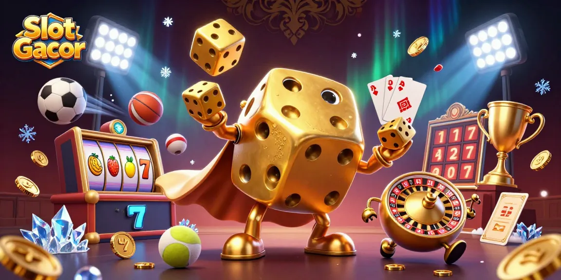 Engage with Slot Gacor's vibrant 3D casino scene featuring dynamic elements and golden characters.