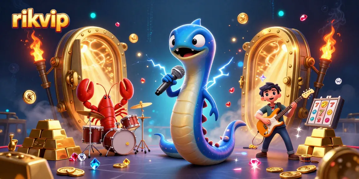 Experience electrifying entertainment at rikvip's underwater casino with vibrant characters and a treasure-filled backdrop.