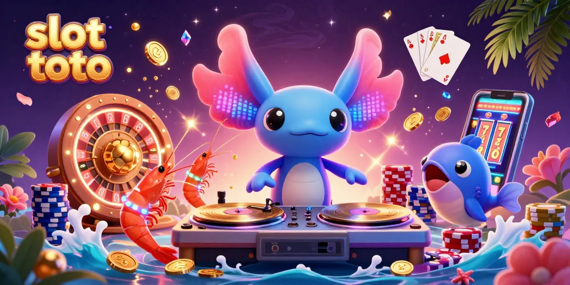 Spin slots and win big with slot toto in this vibrant 3D casino scene.