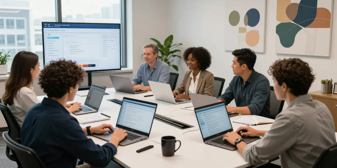 Team analyzing age verification system data in a modern office setting.