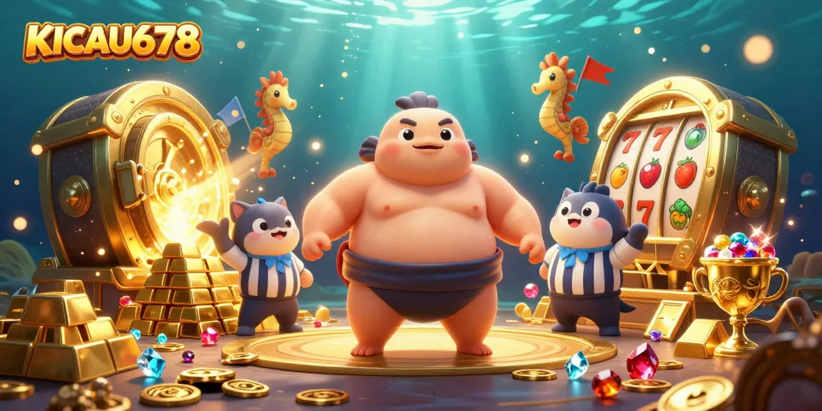 KICAU678 showcases a vibrant underwater casino scene with a fugu, catfish, and seahorse in action.