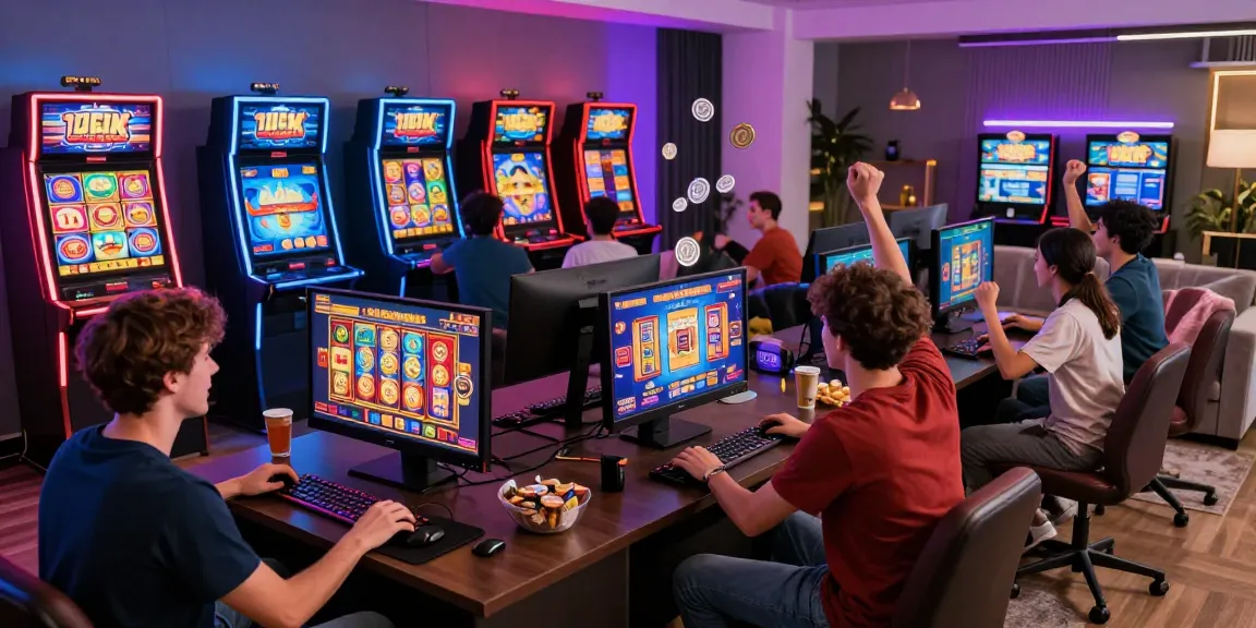 Exciting gaming scene featuring players enjoying slot depo 1k games in a vibrant living room atmosphere.