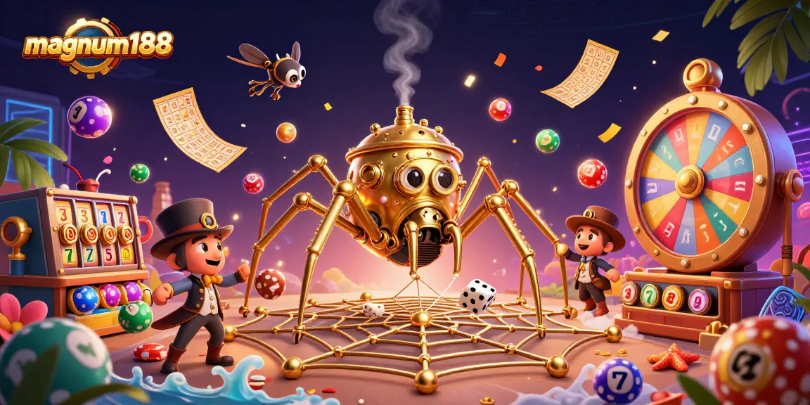 Experience dynamic gameplay with magnum188, featuring a steampunk spider and delightful lottery elements.