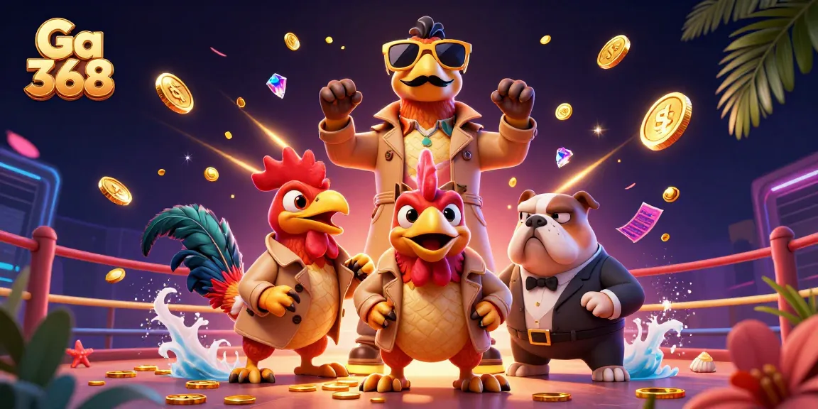 Engage in the thrilling world of Ga 368 cockfighting with vibrant colors and dynamic elements.