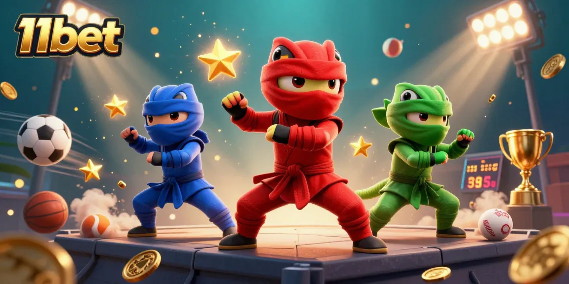 Experience thrilling sports action with 11bet's dynamic chameleon ninjas and engaging betting elements.