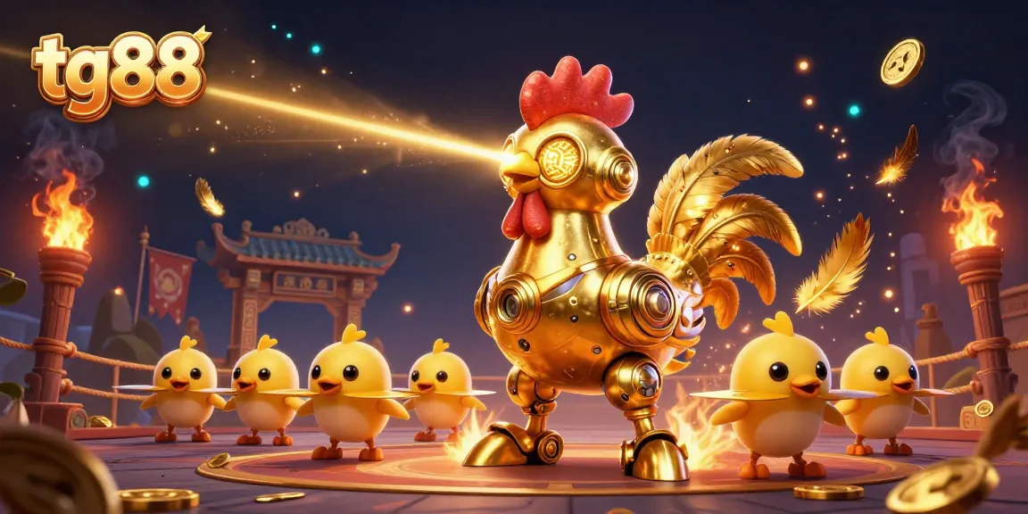 Join the exciting world of tg88 as golden rooster robots lead a thrilling casino adventure with vibrant elements.