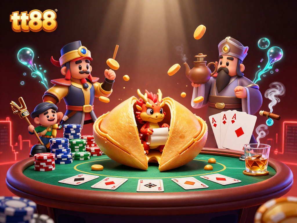 Experience thrilling gameplay at tt88, featuring a vibrant scene of fortune and poker action.