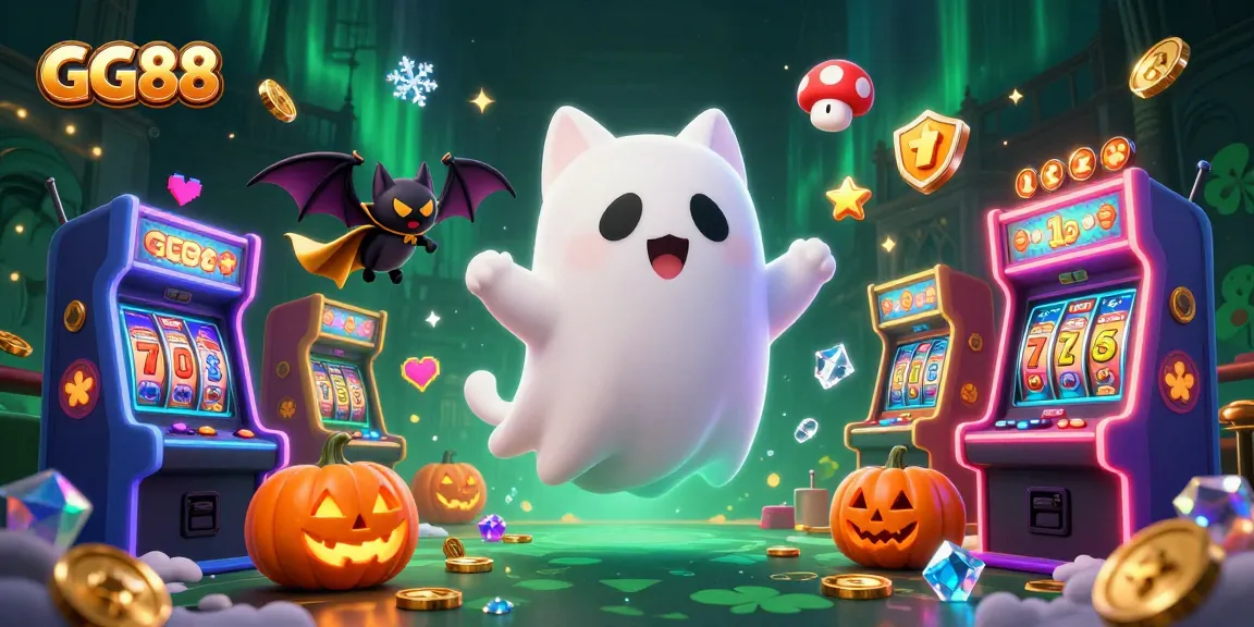 Engage in exciting gaming with GG88 while a ghost cat and bat animate the haunted casino!