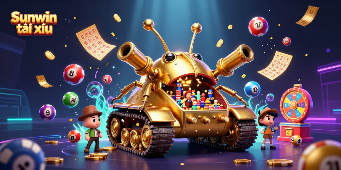 Engage with the fun of Sunwin tài xỉu in this vibrant 3D illustration featuring dynamic casino elements.