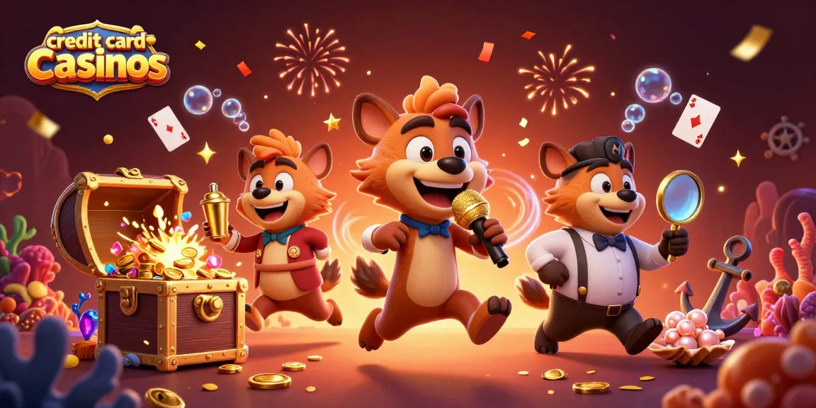 Experience the thrill of credit card casinos with animated hyenas enjoying a dynamic gambling scene.