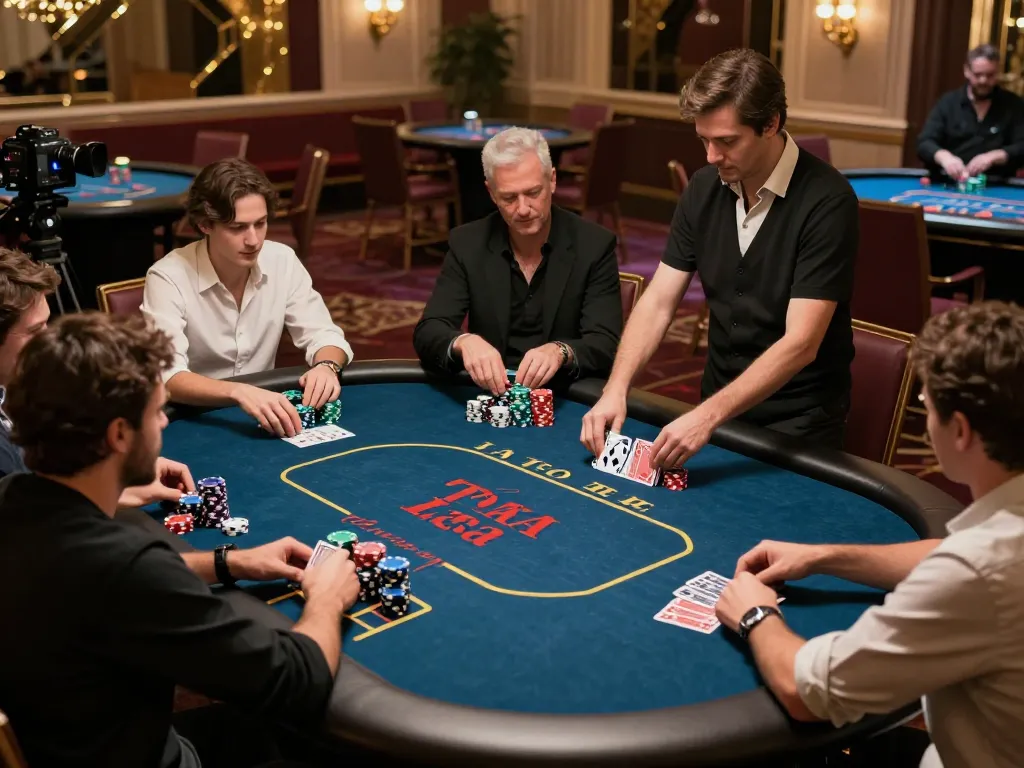 Players enjoying an intense poker game at GG88 casino, highlighting strategy and excitement.