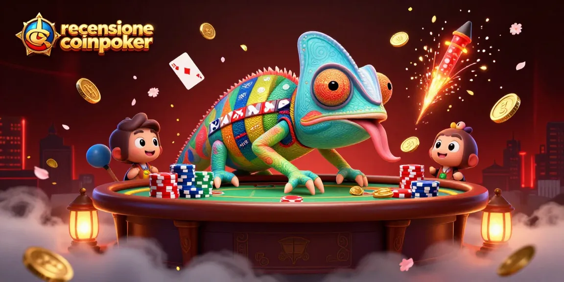 Vivi l'esperienza della recensione Coinpoker con il camaleonte e tavoli da poker emozionanti.