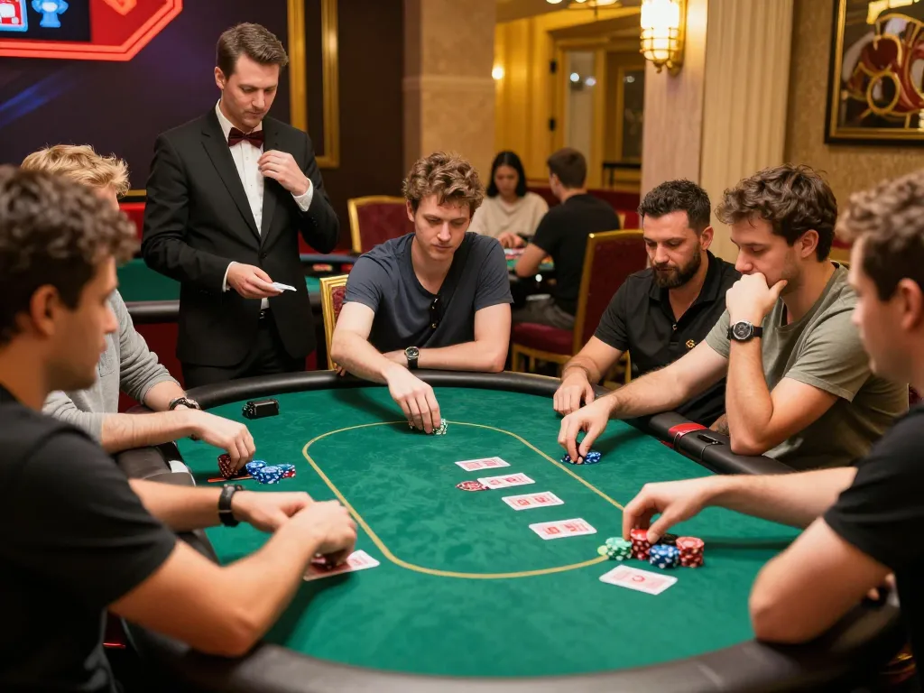 Players at a poker table strategizing their next move at 789 online casino.