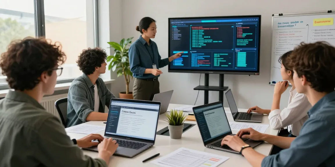 Team discussing cyber essentials certification strategies in a modern workspace