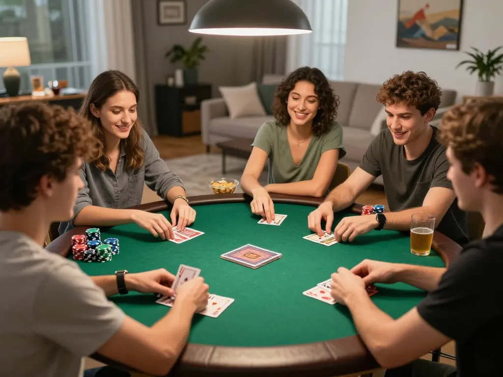 Players enjoying a game of poker at home using strategies for gamebaidoithuong8 in a friendly atmosphere.