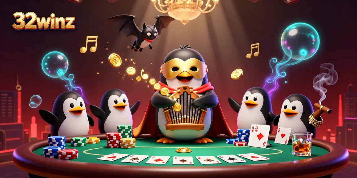 Experience thrilling wins at 32winz with a vibrant, animated casino scene of luck and excitement.