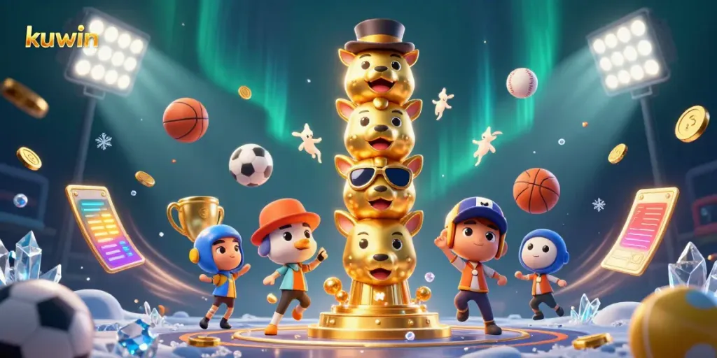 Experience exciting gaming action at Kuwin with dynamic sports elements and a playful totem pole.