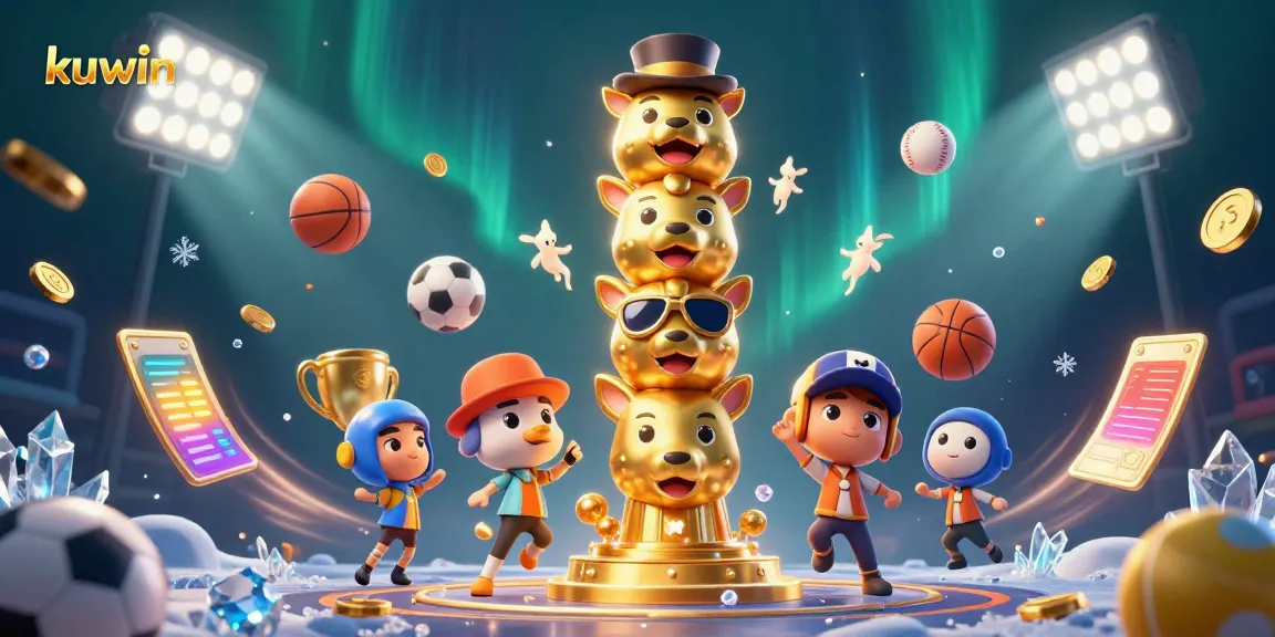 Experience exciting gaming action at Kuwin with dynamic sports elements and a playful totem pole.