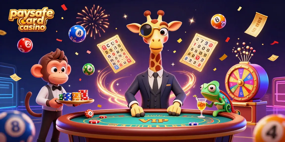 Erleben Sie die Aufregung in einem Paysafe Card Casino mit Cartoon-Charakteren, die an spannenden Spielen teilnehmen.