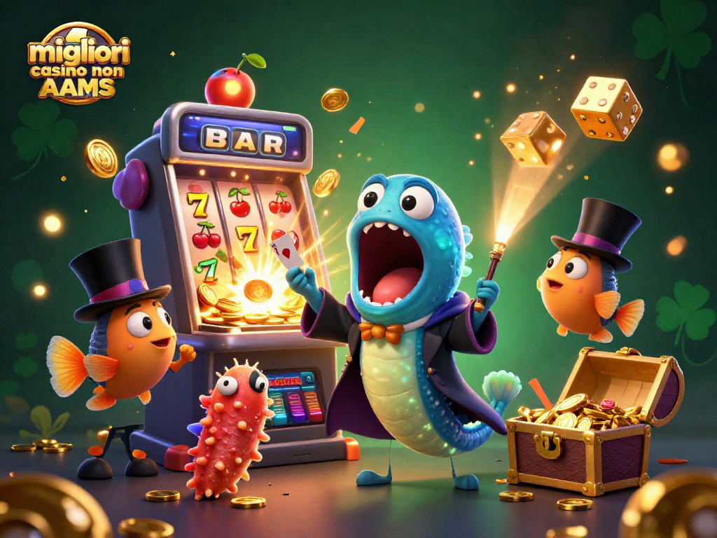 I migliori casino non AAMS offrono emozionanti giochi d'azzardo, come mostrato in questa vivace illustrazione 3D.