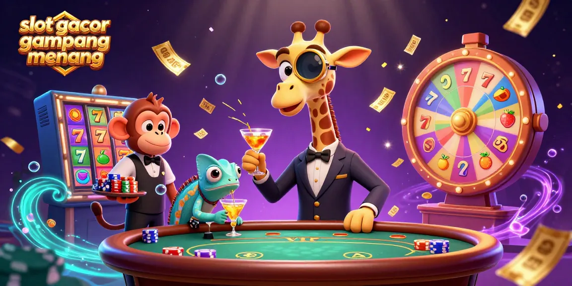 Spin and win in style with slot gacor gampang menang, featuring vibrant slot reels and playful characters.