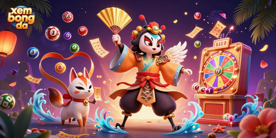 Xem bong da with vibrant characters and casino elements showcasing excitement and winning opportunities.