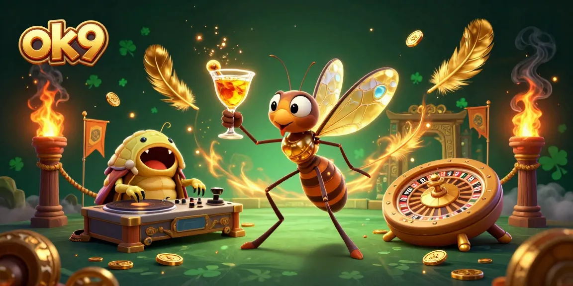 Experience the thrilling atmosphere of ok9 casino with captivating characters and golden roulette elements.
