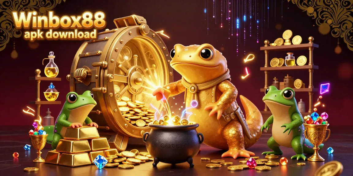 Winbox88 apk download showcases a vibrant scene with characters and gaming elements for mobile access.