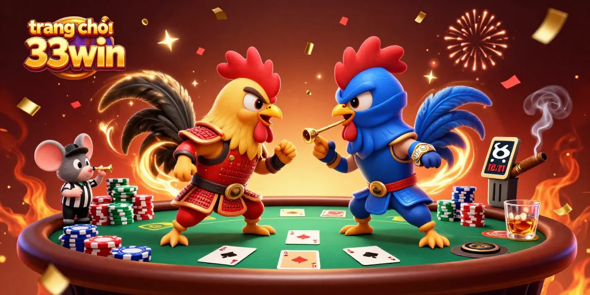 Experience the excitement of trang chủ 33win with dramatic standoffs and poker elements in this 3D illustration.