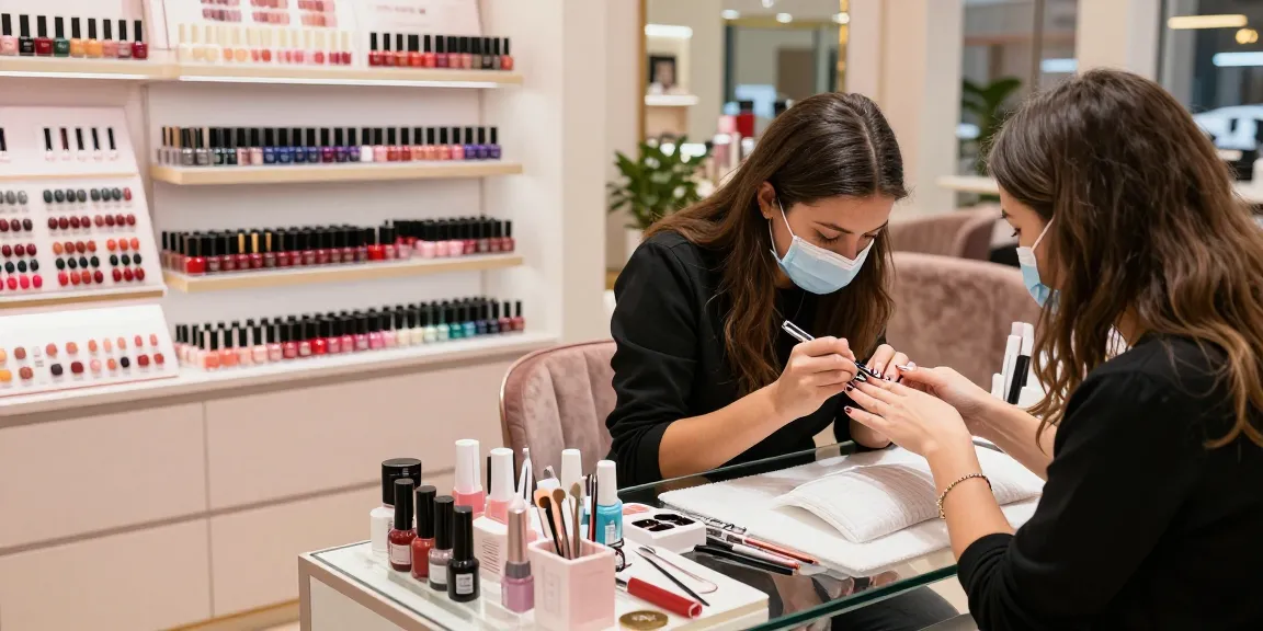 Proses manikur elegan dengan produk LUXURY12 di salon kecantikan.