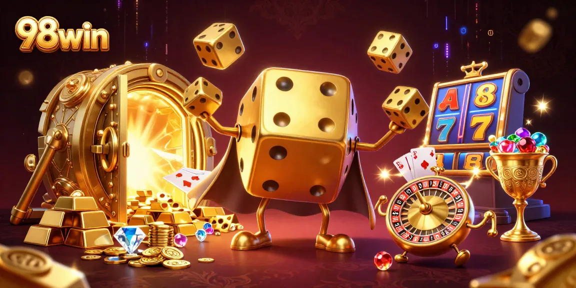 Engage with 98win while enjoying a vibrant scene filled with luxurious casino elements.