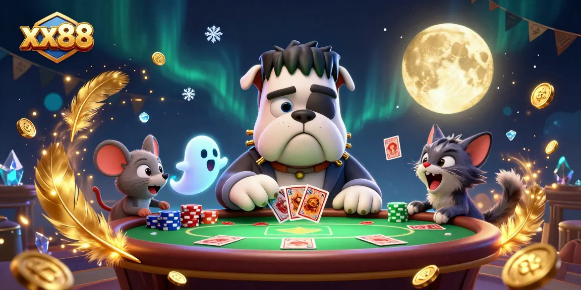 Engage with xx88's thrilling gaming scene featuring unique characters in a vibrant casino atmosphere.