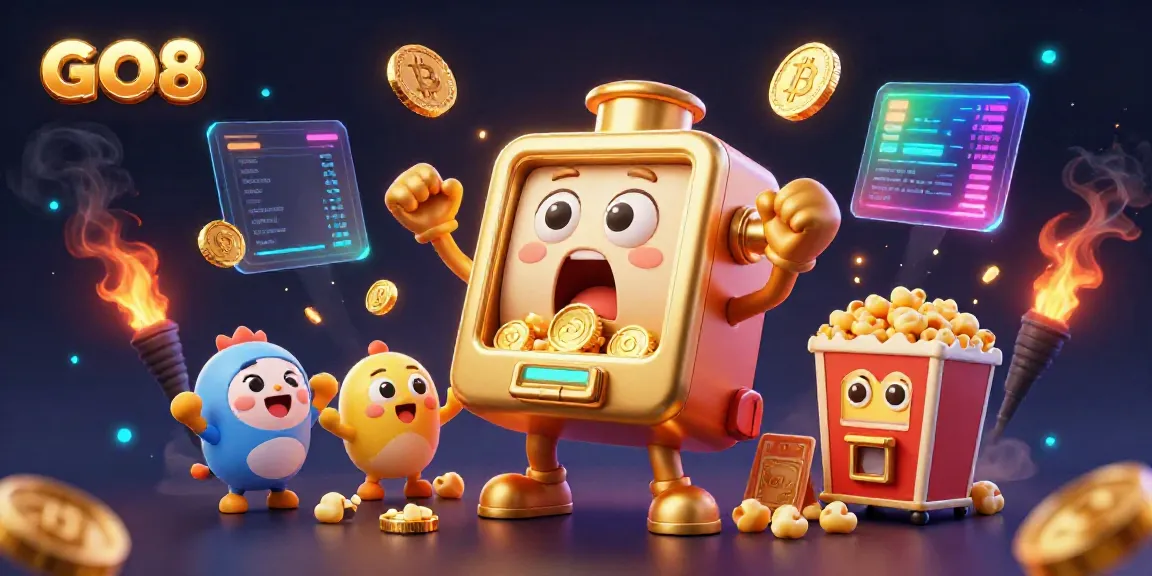 GO8 slot machine hitting a jackpot, celebrating with coins pouring out for an exciting gaming moment.