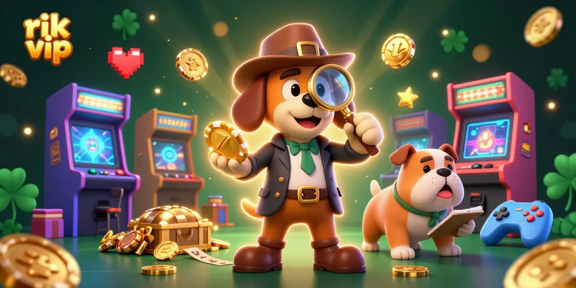 Engage in thrilling games at rik vip with lively cartoon characters amidst colorful casino elements.
