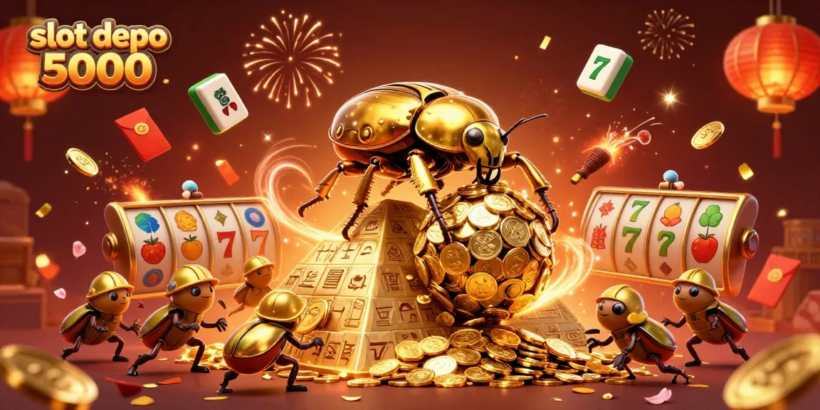 Engage in thrilling gameplay with slot depo 5000 featuring a golden beetle and jackpot elements.