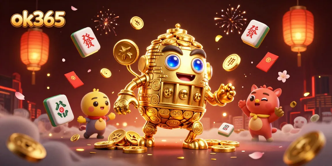 Experience thrilling jackpots with ok365 in this vibrant casino-themed illustration.