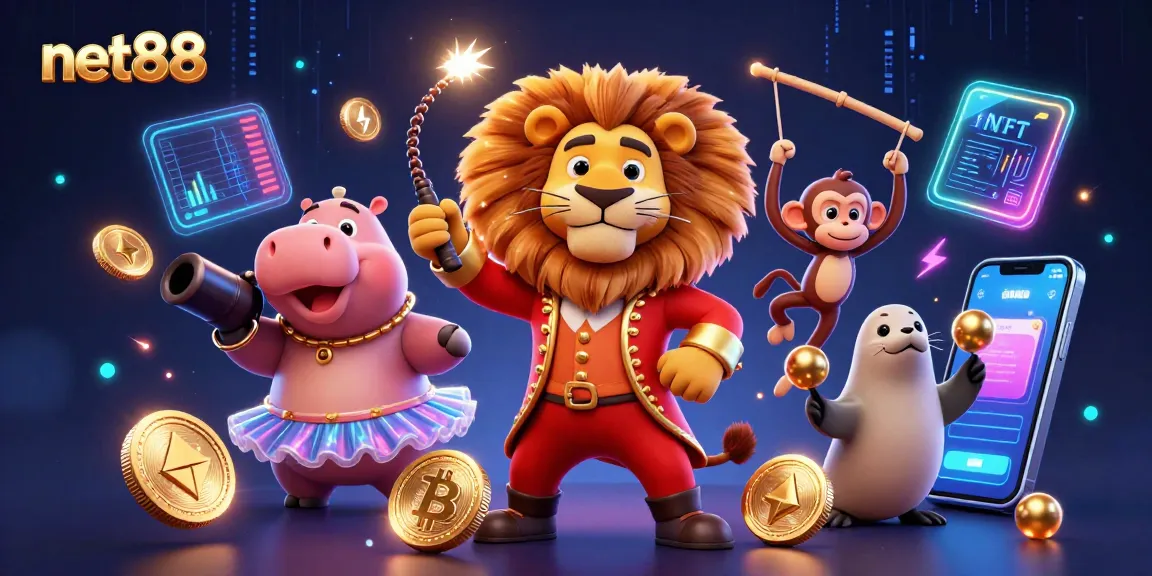 Join the net88 casino adventure with colorful characters and crypto elements.
