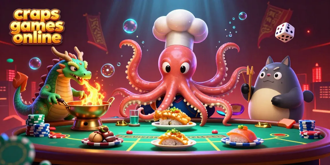 Experience thrilling craps games online with a colorful scene of dynamic characters and engaging elements.